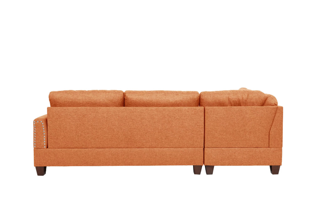 Poundex F6506 3 pc Allcott hill romulus citrus poly fiber fabric sectional sofa reversible chaise and ottoman