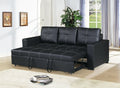 Poundex F6530 2 pc Daryl II black faux leather sofa set pull out sleep area
