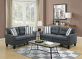 Poundex F6533 2 pc charcoal glossy polyfiber fabric sofa and love seat set Bronx ivy filion