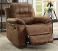 Poundex F6648 Collette dark brown breathable leatherette standard motion reclining recliner chair with overstuffed arms