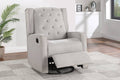 Poundex F6694 Light grey polyfiber fabric swivel glider recliner with tufted backs