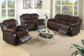 Poundex F6696-95 2 pc chocolate padded suede sofa and love seat set with recliner ends red barrel studio sullins