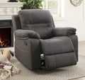 Poundex F6700 Collette slate blue breathable leatherette standard motion reclining recliner chair with overstuffed arms
