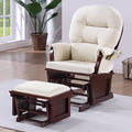 Poundex F6738 Beige microfiber and dark finish wood glider rocker chair and ottoman
