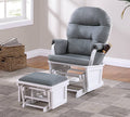 Poundex F6742 Dark grey microfiber and white finish wood glider rocker chair and ottoman