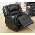 Poundex F6751 Collette black bonded leather standard motion reclining recliner chair with overstuffed arms