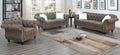 Poundex F6843-42 2 pc jolanda II dark coffee leather like fabric sofa and love seat set with tufted backs
