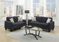 Callanan Black Faux Linen Tufted Sofa & Loveseat Set – F6903
