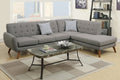 Poundex F6953 2 pc grey linen like fabric sectional sofa with tufted back mid century modern A&J homes studio vincent abigail