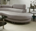 Poundex F6984 2 pc light grey faux leather sectional sofa set rounded chaise Orren ellis ketan