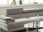 Poundex F6984 2 pc light grey faux leather sectional sofa set rounded chaise Orren ellis ketan