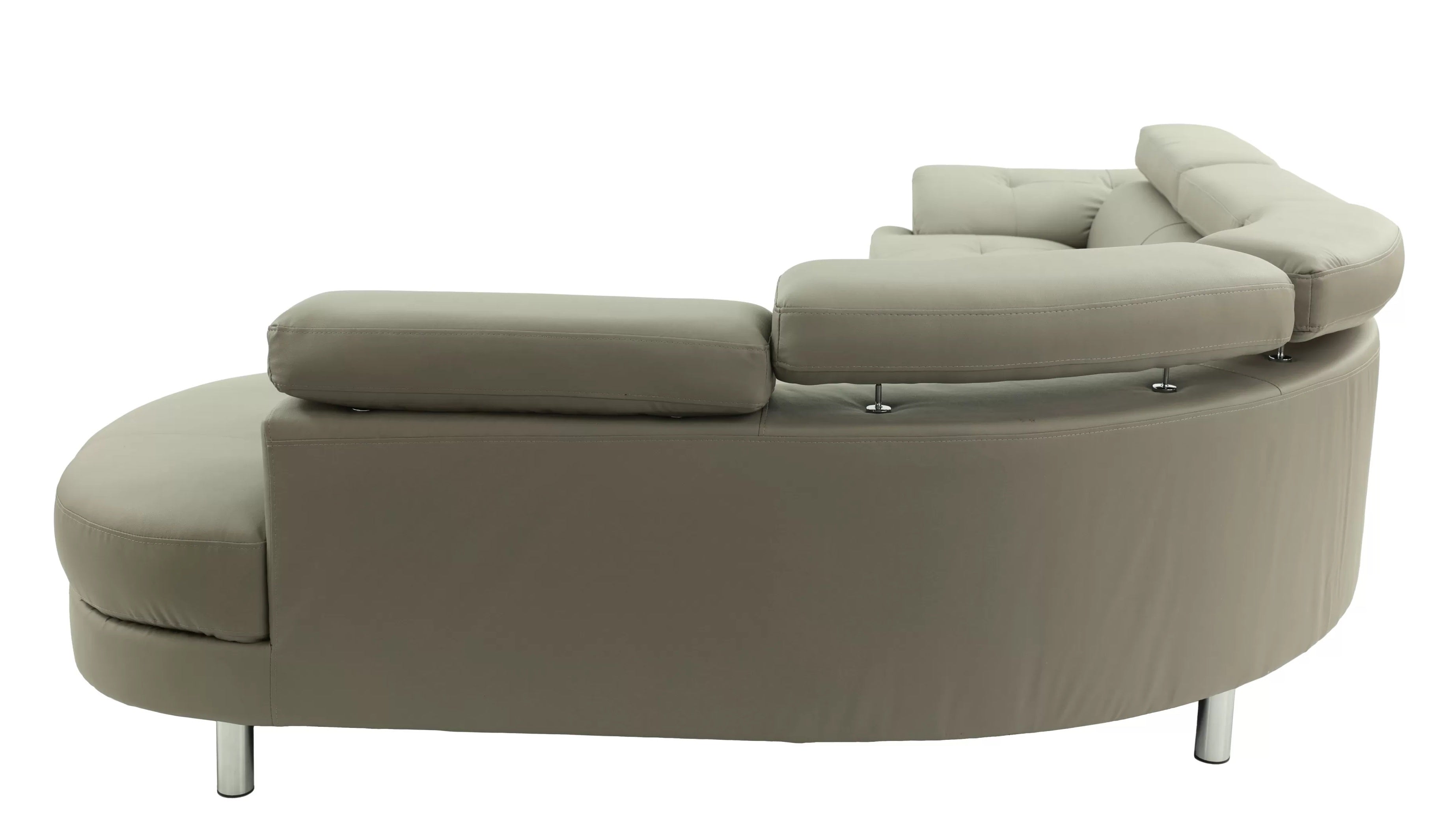 Poundex F6984 2 pc light grey faux leather sectional sofa set rounded chaise Orren ellis ketan