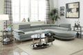 Poundex F6984 2 pc light grey faux leather sectional sofa set rounded chaise Orren ellis ketan