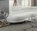 Poundex F6985 2 pc white faux leather sectional sofa set rounded chaise Orren ellis longworth bobkona