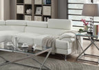 Poundex F6985 2 pc white faux leather sectional sofa set rounded chaise Orren ellis longworth bobkona