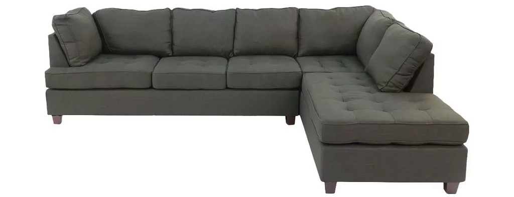 Poundex F6988 2 pc ash black dorris fabric sectional sofa reversible chaise A&J homes studio