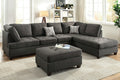 Poundex F6988 2 pc ash black dorris fabric sectional sofa reversible chaise A&J homes studio
