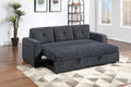 Poundex F7122 Dark grey chenille fabric upholstered sofa sleeper with pop up sleep chaise