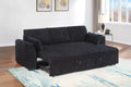 Poundex F7123 Black wide fur like corduroy fabric upholstered sofa sleeper with pop up sleep chaise