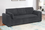 Poundex F7124 Dark grey wide fur like corduroy fabric upholstered sofa sleeper with pop up sleep chaise