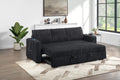 Poundex F7125 Onyx black wide fur like corduroy fabric upholstered sofa sleeper with pop up sleep chaise USB