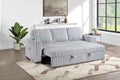 Poundex F7126 Mink grey wide fur like corduroy fabric upholstered sofa sleeper with pop up sleep chaise USB