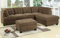 Poundex F7140 2 pc truffle waffle suede fabric reversible chaise sectional sofa set Red barrel studio tomita