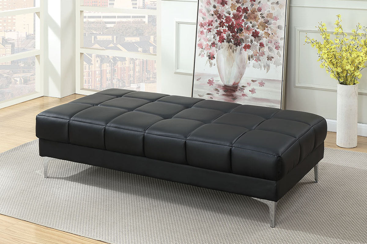 Poundex F7228 Orren ellis hayden black bonded leather modern ottoman