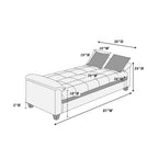 Poundex F7888 Ebony black tufted microfiber fabric futon folding sofa bed with storage underneath seat folding back