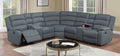 Poundex F8100 3 pc dark grey linen like fabric sectional sofa with drink consoles and recliner ends