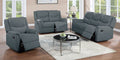 Poundex F8109-08 2 pc dark grey linen like fabric sofa and love seat set with recliners on the ends