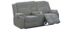 Poundex F8123-22 2 pc smoke grey wide welt corduroy sofa and love seat set with recliners on the ends