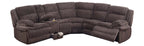 Poundex F8131 3 pc chocolate wide welt corduroy sectional sofa with cup console and storage drawer and recliners on the end