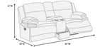 Poundex F8136-35 2 pc chocolate wide welt corduroy sofa with drop down tray and love seat with cup console with recliners on the ends