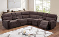 Poundex F8140 3 pc chocolate brown corduroy fabric sectional sofa with drink consoles and recliner ends