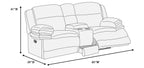 Poundex F8143-42 2 pc light grey wide welt corduroy sofa with drop down tray and love seat with cup console with recliners on the ends