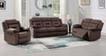 Poundex F8159-58  2 pc chocolate velvet sofa and love seat set with recliners on the ends with USB ports