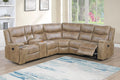 Poundex F8160 3 pc Auburn leather like fabric sectional sofa with drink console and recliner ends