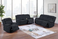 Poundex F8163-62 2 pc Black wide welt corduroy sofa and love seat set with recliners on the ends