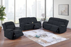 Poundex F8163-62 2 pc Black wide welt corduroy sofa and love seat set with recliners on the ends