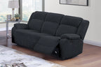 Poundex F8163-62 2 pc Black wide welt corduroy sofa and love seat set with recliners on the ends