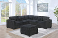 Poundex F8307 4 pc Black chenille fabric 99" sectional sofa with ottoman