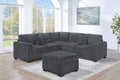 Poundex F8311 4 pc Gunmetal grey chenille fabric 99" sectional sofa with ottoman