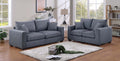 Poundex F8314 2 pc dark grey corduroy fabric sofa and love seat set with rounded square arms