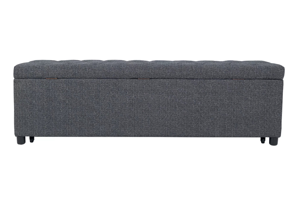Poundex F8315 Blue grey boucle fabric storage and underseat storage bedroom entry bench