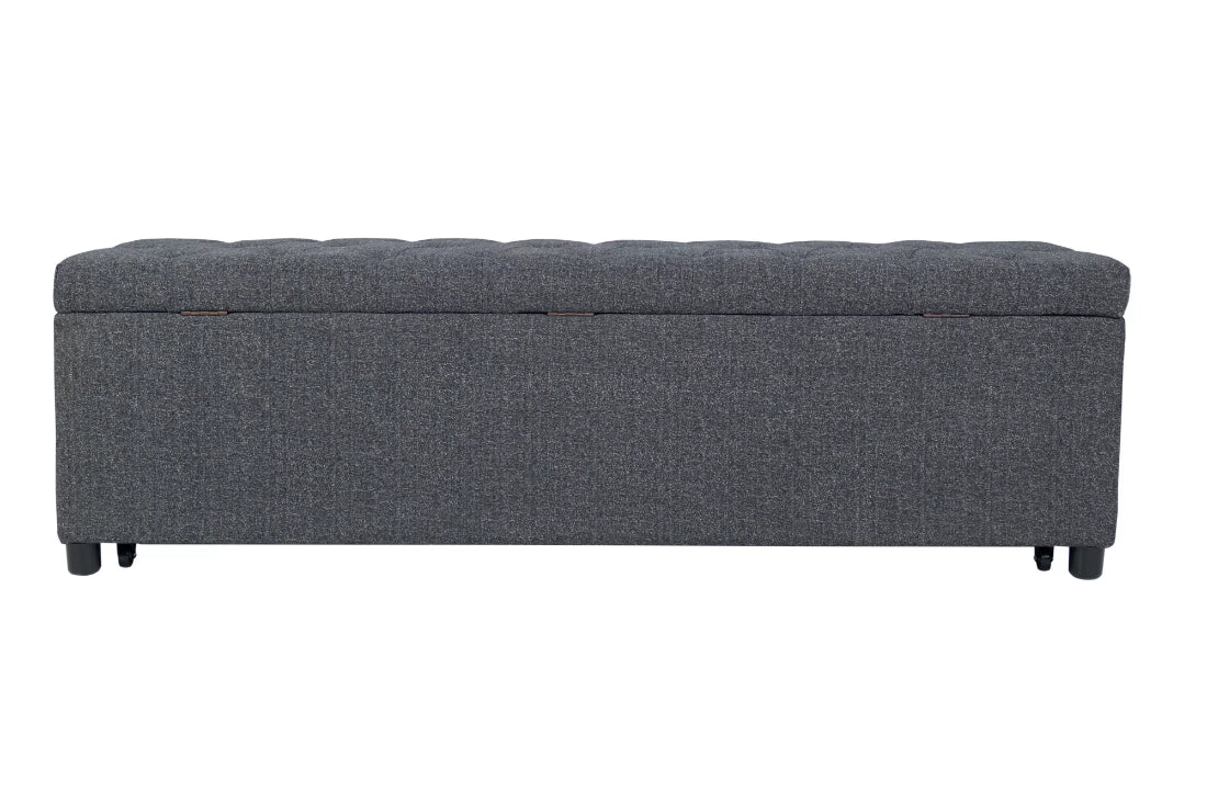 Poundex F8315 Blue grey boucle fabric storage and underseat storage bedroom entry bench