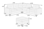 Poundex F8319 4 pc black waffle suede fabric 104" reversible sectional sofa with USB cup console and ottoman