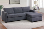 Poundex F8323 2 pc dark grey wide welt corduroy sectional sofa with chaise