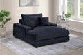 Poundex F8327 Black fur like jumbo corduroy fabric wide chaise lounger with cup holders and USB ports