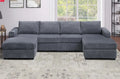 Poundex F8334 3 pc dark grey fur like jumbo corduroy fabric sectional sofa with double chaise